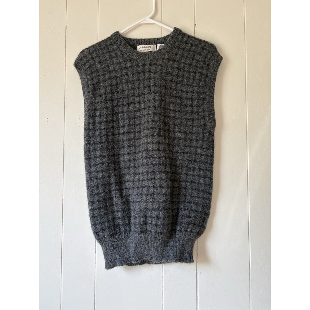 Vintage Mappin Shetland Wool Sweater Vest Gray Textured Knit Pure New Wool Size2